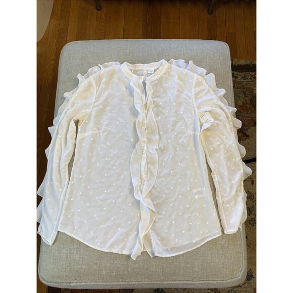 LEWIT Size S 100% Silk Button Down Embroidery Long Sleeve Top Shirt Nordstrom - Picture 11 of 15